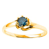 A delicate yet extremely beautiful handcrafted 0.25 carat round cut genuine columbia blue diamond 10K solid yellow gold solitaire engagement ring.