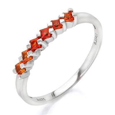 Beautiful Anniversary or Half Eternity Band, 6 Pieces (Total Carat Weight of 0.334) of Square Cut Genuine Red Sapphire 9 ct Solid White Gold Ring.