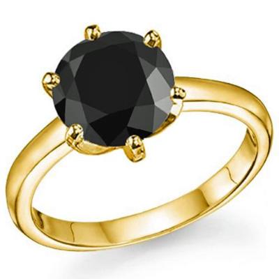 An attractive and alluring 1.05 Carat Black Diamond, Solitaire 10KT Solid Yellow Gold Engagement Ring.