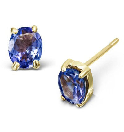 Lovely pair of Tanzanite 14K solid gold earrings, with a total weight of 1ct (2pcs) of captivating natural Tanzanite with push backs, for pierced ears.