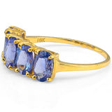 Perfect 2.20 Ct (total weight) 5 pieces of Oval Cut Genuine Egyptain Blue Tanzanite, 10K Solid Yellow Gold Ring. This Ring is beautiful, a  real eyecatcher and would make a lovely present.