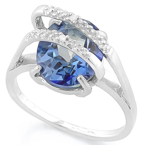 3.84 carat Violet Mystic Gemstone Diamond Silver Ring