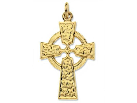 9ct Solid Yellow Gold Celtic Cross and 18" chain 