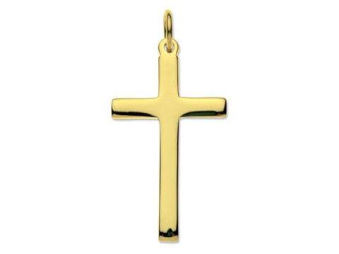 A beautiful 9 carat Solid Yellow Gold Plain Latin Cross on a matching 18" Chain