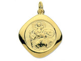 A beautiful 9 carat solid yellow gold  square reversible St. Christopher on a matching 18" Chain
