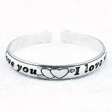 Antique Style German Silver Adjustable Heart to Heart Bangle