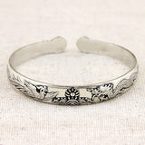 Antique Style German Silver Adjustable Dragon and Phoenix Bangle