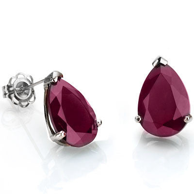 Lovely Purple/Pink coloured Ruby 10KT Solid White Gold Stud Earrings