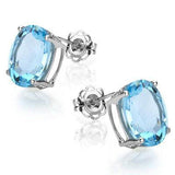 2.02 carat TW (2 pieces) Oval Cut Blue Topaz, Sterling Silver Stud Earrings