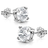 Stunning 2.37 carat (Total Weight) Round Cut White Topaz, Platinum over 925 Sterling Silver Stud Earrings