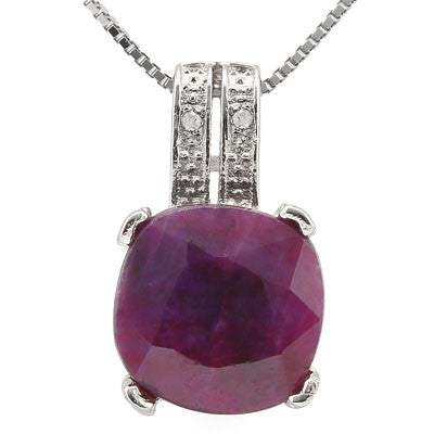 An excellent 4.51 Carat Genuine Corundum Ruby and Genuine Diamond mounted on a 925 Sterling Silver Pendant.