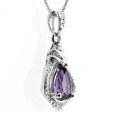 Smashing 0.937 Carat (Total Weight) Amethyst and Genuine Diamond in 925 Sterling Silver Pendant on a matching 18 inch, Italian Sterling Silver Chain