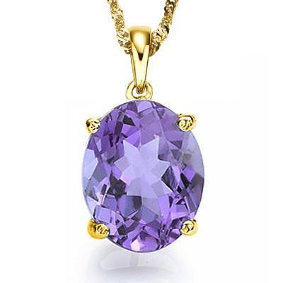 A lovely 1/2 carat Purple Amethyst 10KT Gold Pendant and free matching chain. The stone is approximately 6mm by 4mm in size.
