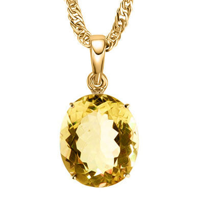 A lovely little 1/2 carat golden yellow citrine 10KT Yellow Gold Pendant and matching 18" chain. The stone is approximately 6mm by 4mm in size. 