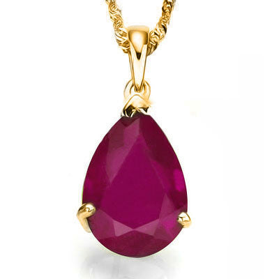 1/2 Carat Genuine Ruby, 10K Solid Yellow Gold Pendant