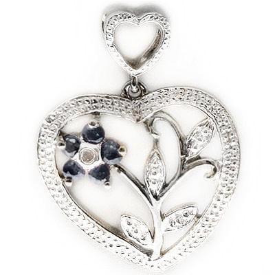A beautiful 0.26 Carat Genuine Sapphire and Diamond Solid Sterling Silver Pendant with free matching 18" chain
