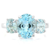5 3/5 Carat Swiss Baby Blue Topaz Sterling Silver Trilogy Ring