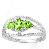 A beautiful 2.962 carat (total weight) 5 pieces Peridot and Diamond, Platinium over 925 Sterling Silver Ring.