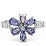 Gorgeous 0.907 Carat (Total Weight) Genuine Tanzanite and Genuine Diamond, 925 Sterling Silver Ring. 