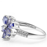 Gorgeous 0.907 Carat (Total Weight) Genuine Tanzanite and Genuine Diamond, 925 Sterling Silver Ring. 