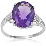 3.16 CT Amethyst and White Diamond Sterling Silver Ring