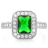 1 4/5 Ct Created Emerald & 1/3 Ct Flawless Created Diamond 925 Sterling Silver Halo Ring