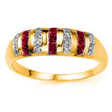 Ruby and Diamond 10KT Solid Yellow Gold Ring