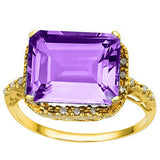 5.60 Carat (tw) Amethyst and Diamond, 10K Solid Gold Ring