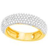 An absolutely Stunning 3/4 Carat (Total Weight) 137 pieces of Round Cut Diamond 10K Solid Yellow Gold Ring.