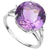 A fantastic 5.20 Carat (total Weight) Round Cut Amethyst and Diamond, 10K Solid White Gold Ring.