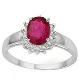 0.9 Carat African Ruby and Diamond, 14K Solid White Gold Ring