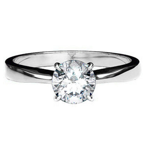 0.320ct White Diamond 14K Solid White Gold Solitaire Engagement Ring