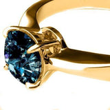 0.28ct Brilliant Cut Blue Diamond 14K Solid Gold Solitaire Engagement Ring