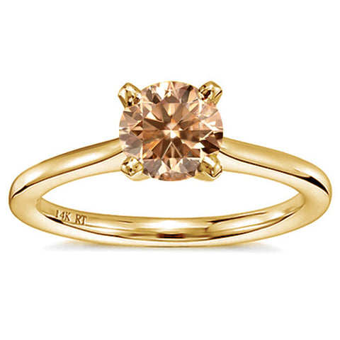 0.210ct Chocolate Diamond 14K Solid Yellow Gold Solitaire Engagement Ring