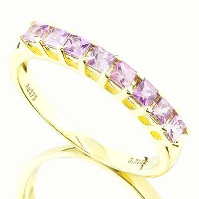 Beautiful Anniversary Band 8 Pieces of Square Cut Purple Sapphire (Total Carat Weight of 0.75) 9 ct Solid Yellow Gold  anniversary Ring.