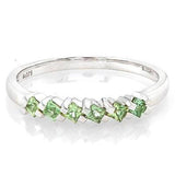 Beautiful 4/5 ct 6 pieces Lime Green Sapphire Anniversary 9 KT White Gold Band Ring