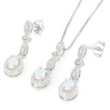 1/2 Carat Created Fire Opal & Diamond 925 Sterling Silver Jewellery Set