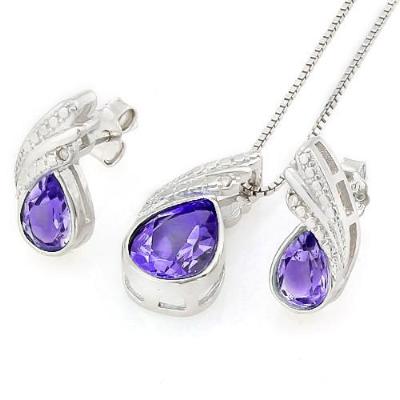 1 2/3 Carat Amethyst 925 Sterling Silver Jewellery Set, comprising of a lovely necklace and earrings