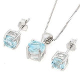 2 1/3 Carat Baby Swiss Blue Topaz, 925 Sterling Silver Jewellery Set, Comprising of a necklace and earrings