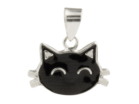 Black Cat Enamelled Sterling Silver Pendant/Necklace
