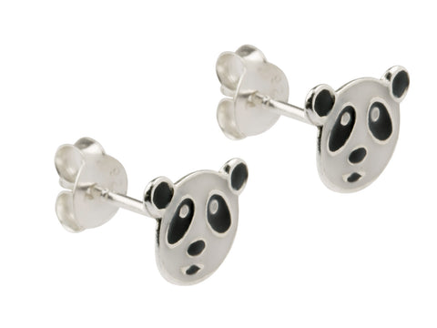Panda Enamelled Solid Sterling Silver Stud Earrings